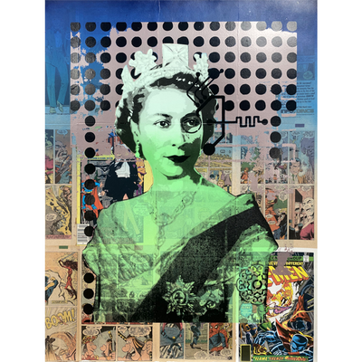 Green Queen Elizabeth Print by Brad Novak New Blood Pop New Zealand Artist Screenprints Limited Edition Prints