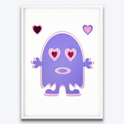 Richard Boyd-Dunlop Love Ghost Screenprint Cartoon Hot Pink Yellow Glitter NZ Art New Zealand Artist