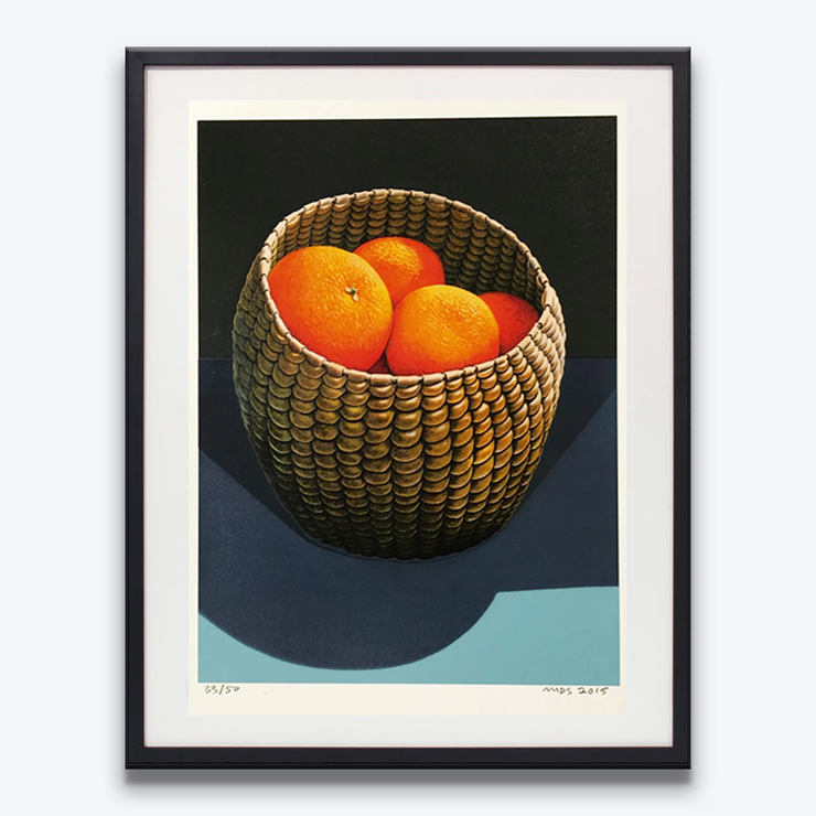 Oranges in a Seagrass Basket Michael Smither Limited Edition Screenprints Boyd-Dunlop Gallery