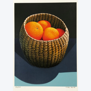Oranges in a Seagrass Basket Michael Smither Limited Edition Screenprints Boyd-Dunlop GalleryBoyd-Dunlop Gallery Napier Hawkes Bay Hastings Street Michael Smither Screen Print New Zealand Painter Abstract Expressionism