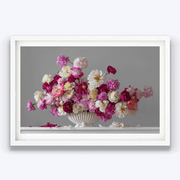 Pink and White flower bouquet in vase, Boyd-Dunlop Gallery Napier Hawkes Bay Emma Bass Photographic Print Fine Art Print Giclee Floral Flowers Vase Limited Edition 