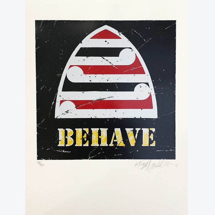 Weston Frizzell Behave Limited Edition Signed Screenprint Print Boyd Dunlop Gallery New Zealand NZ Art Hawkes Bay Napier Hastings Street