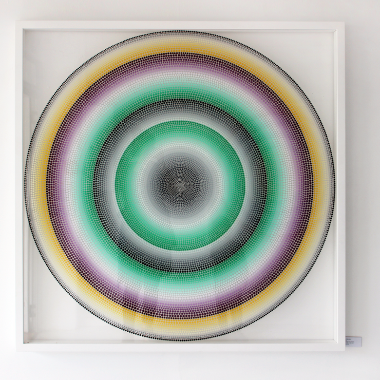 Boyd-Dunlop Gallery Napier Hawkes Bay Jo Blogg Mandala Acrylic on Perspex Dots Circle Original Painting